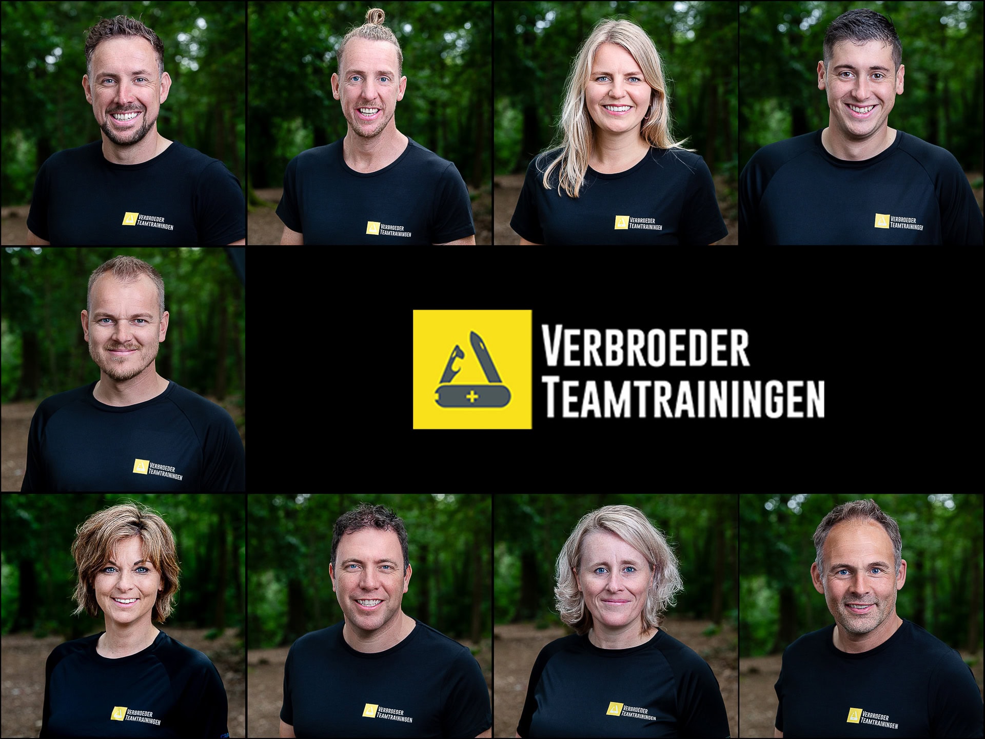 Fotocollage van het team van Verbroeder Traningen